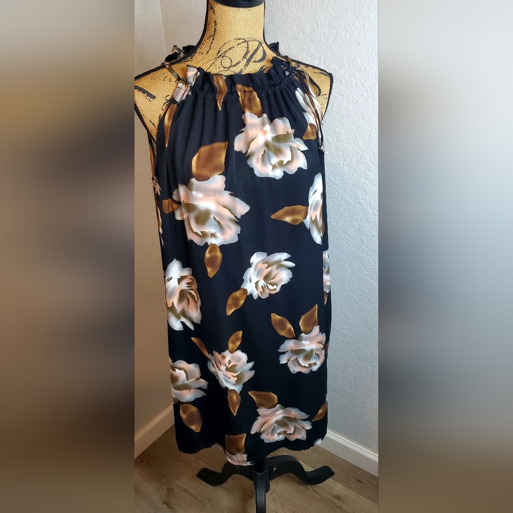 Secret label Floral Halter Neck Dress - Black and Brown